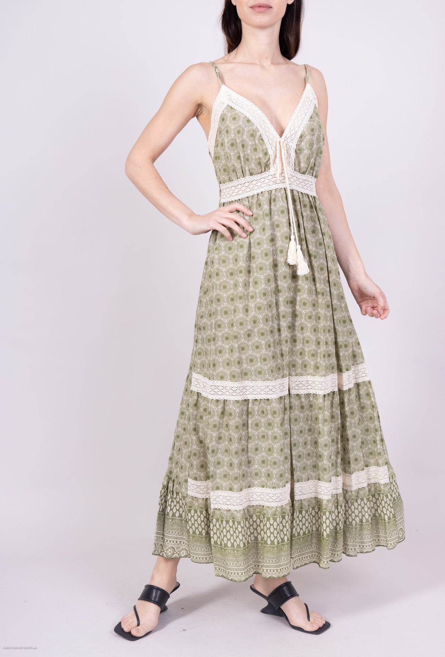 Robe D'Été Dentelle Motif Fleur Corde Décorative 100% Coton