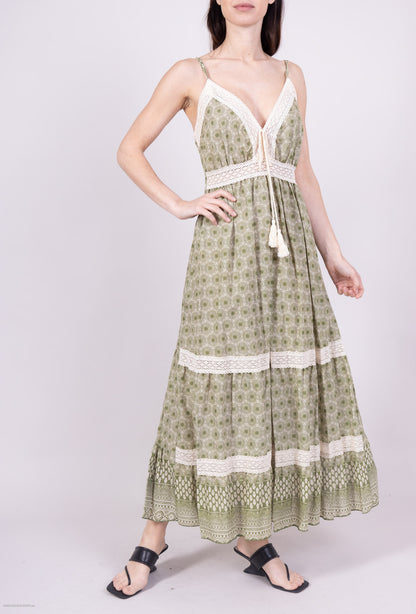 Robe D'Été Dentelle Motif Fleur Corde Décorative 100% Coton