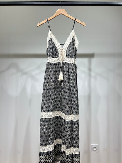 Robe D'Été Dentelle Motif Fleur Corde Décorative 100% Coton