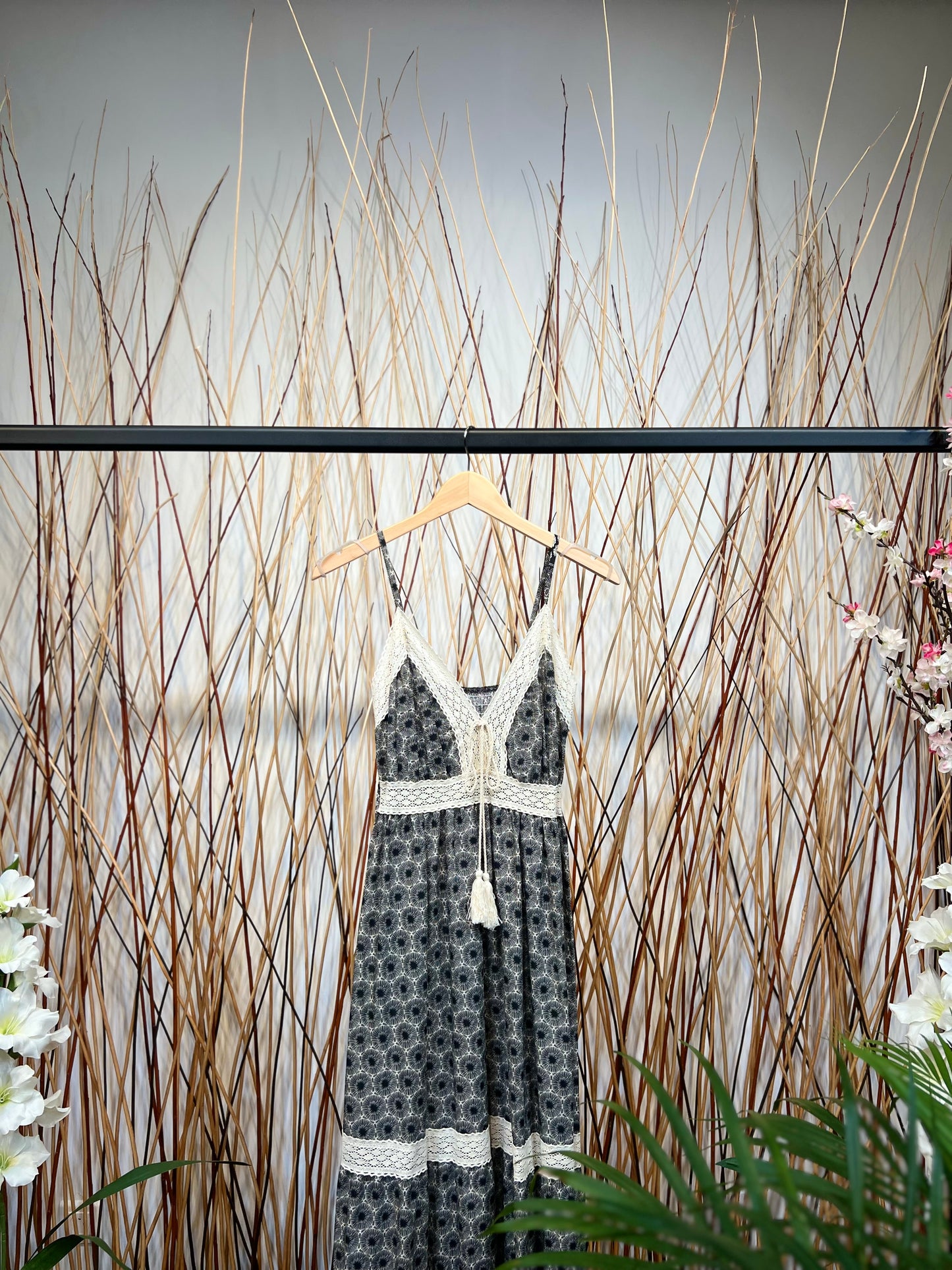Robe D'Été Dentelle Motif Fleur Corde Décorative 100% Coton