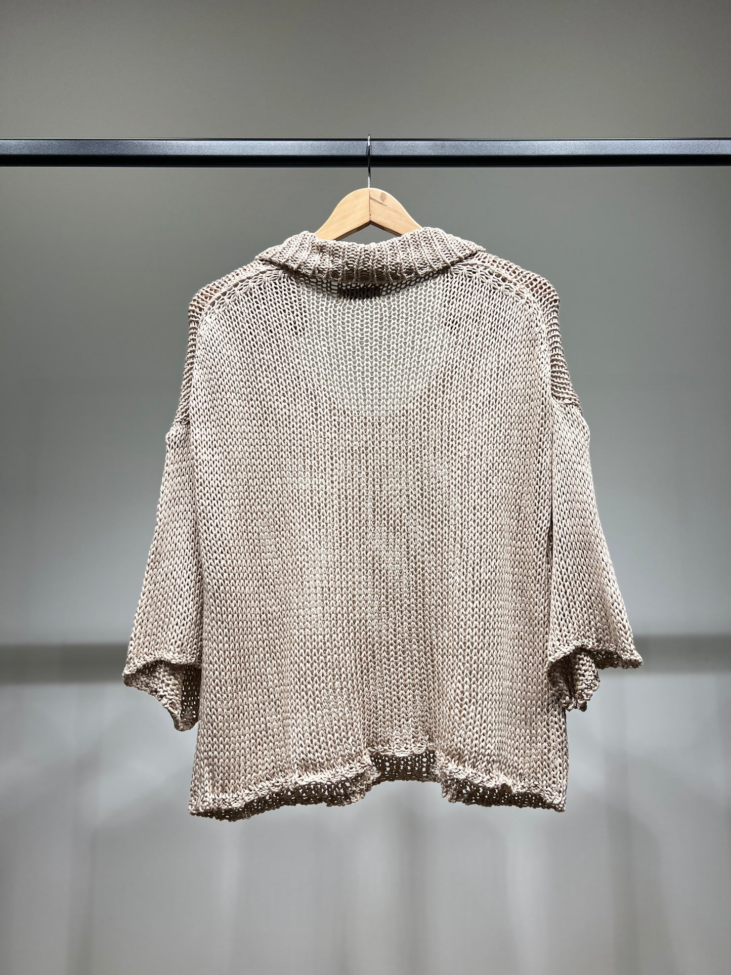Pull Mailles Large Col Chemise Manche 3/4