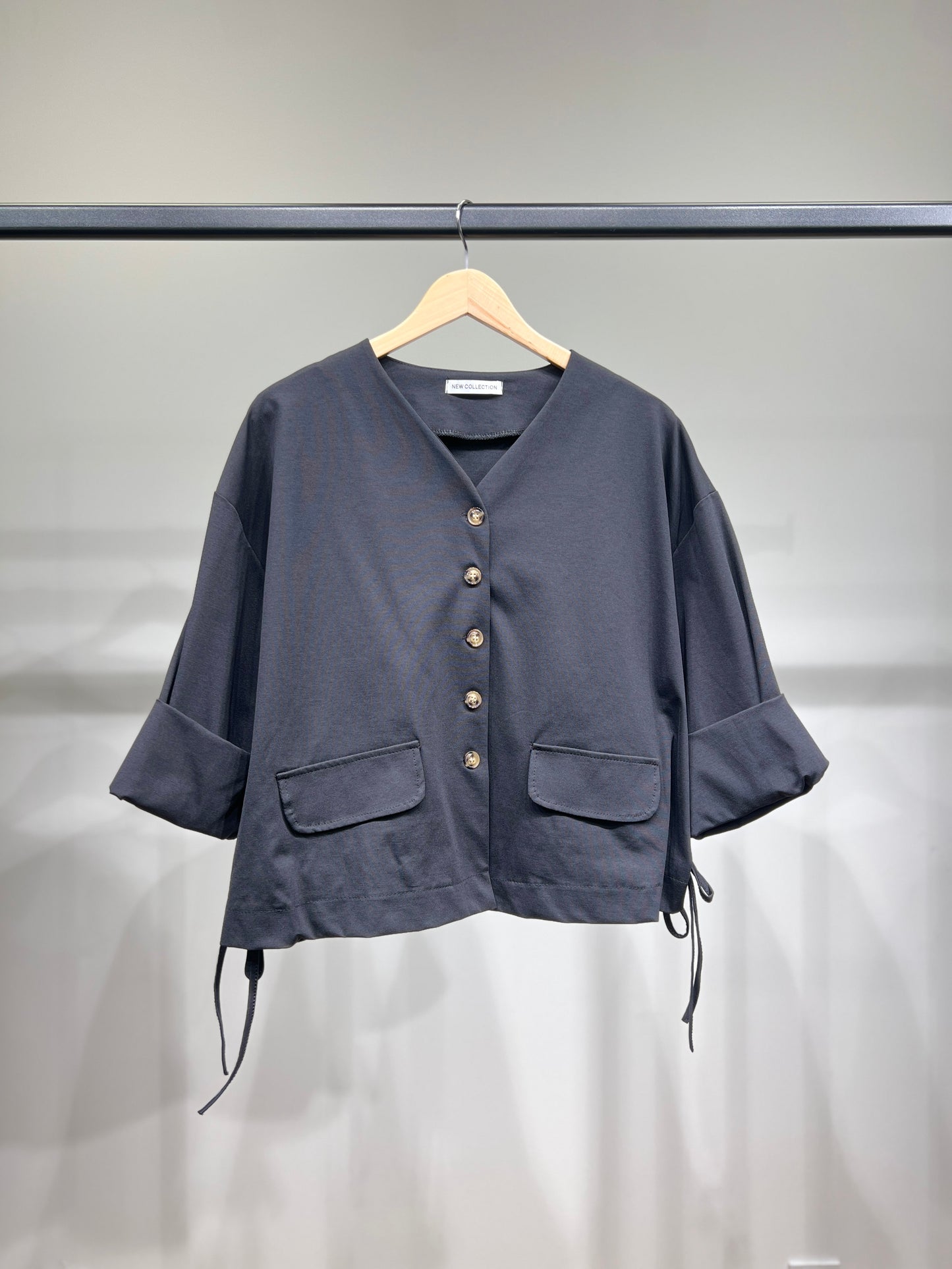 Gilet Col V Taille Cordon De Serrage Poches
