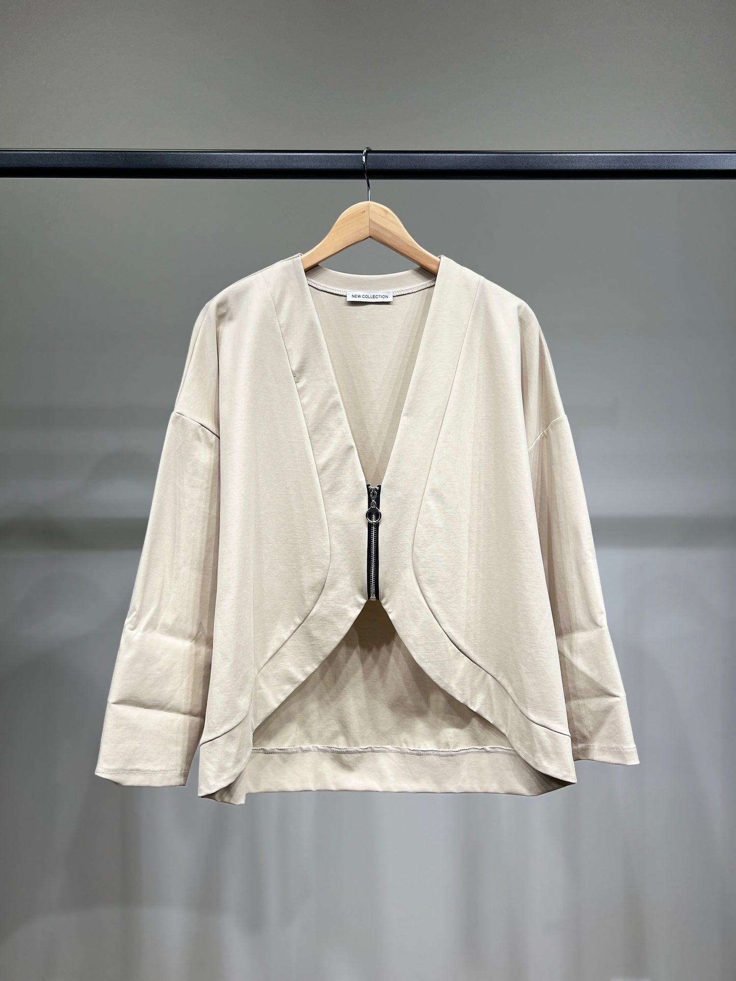 Gilet Zippé Court Col V Dégagé Coton/Polyamide