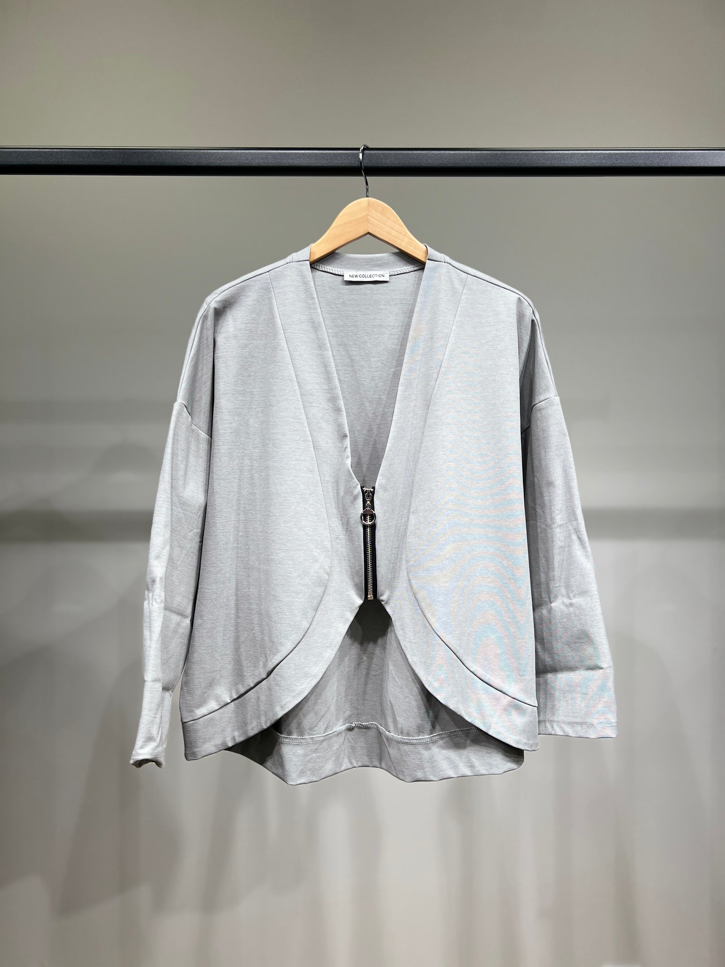 Gilet Zippé Court Col V Dégagé Coton/Polyamide