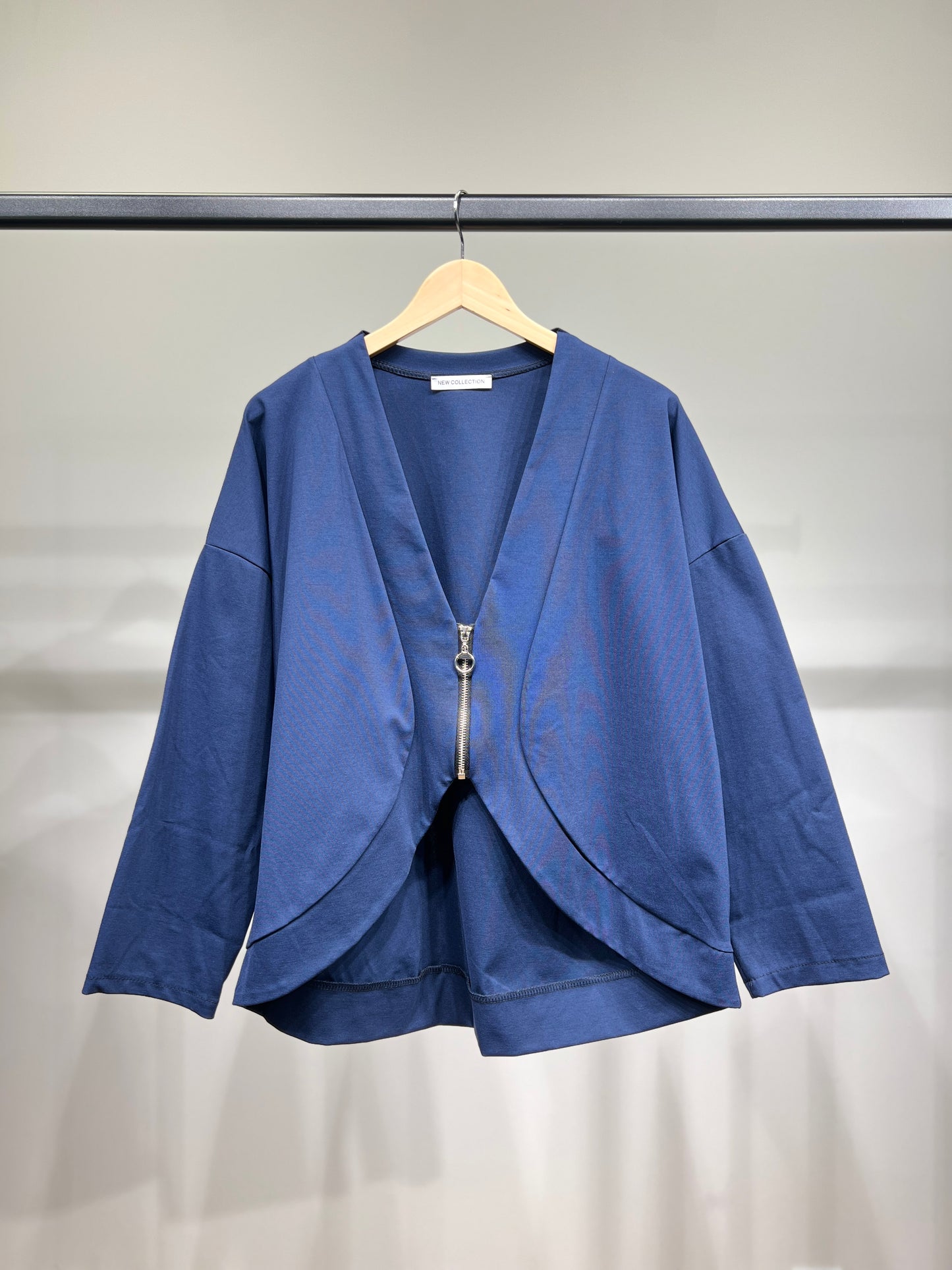 Gilet Zippé Court Col V Dégagé Coton/Polyamide