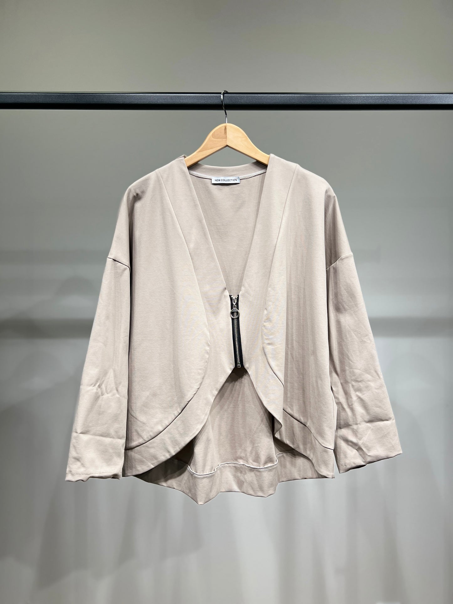 Gilet Zippé Court Col V Dégagé Coton/Polyamide