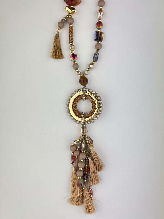 Collier Sautoir Pendentif Perles Et Pampilles Bohème Chic