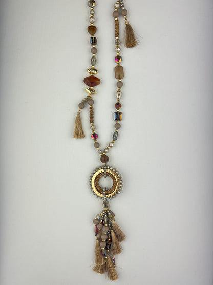 Collier Sautoir Pendentif Perles Et Pampilles Bohème Chic