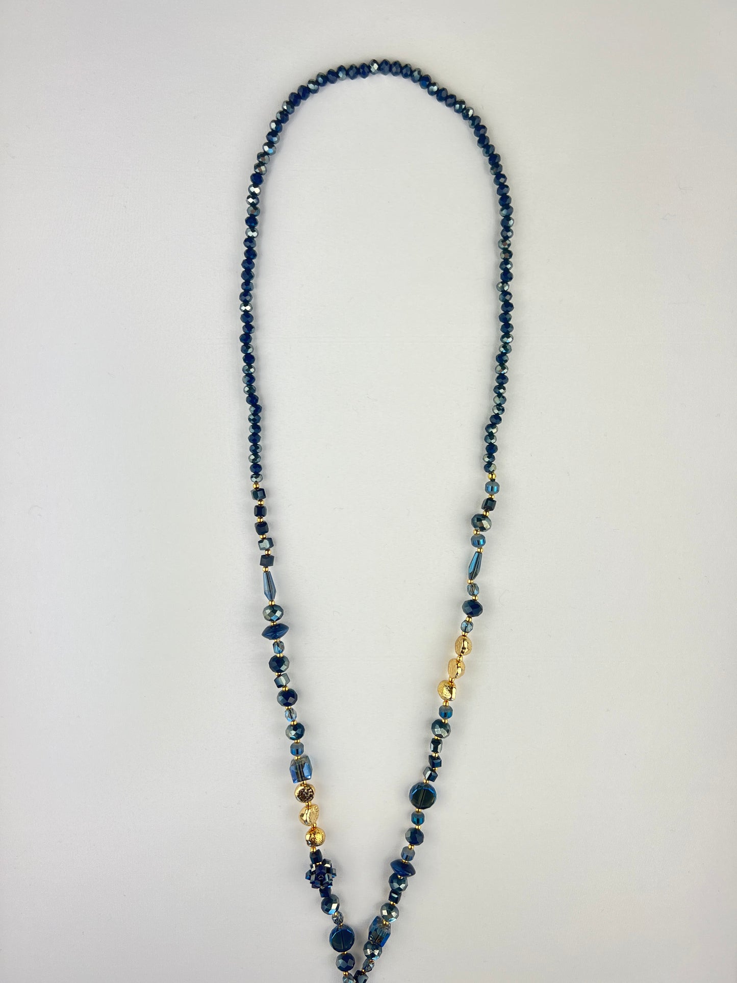 Collier Sautoir à Pendentif Pampilles Et Perles Dorées