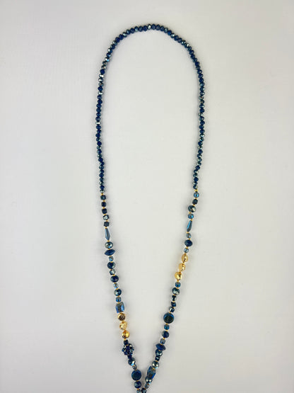 Collier Sautoir à Pendentif Pampilles Et Perles Dorées