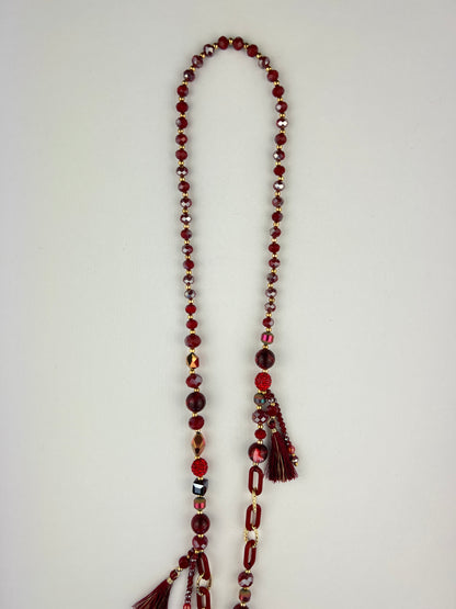 Collier Sautoir à Pendentif Pampilles Boucles Et Perles