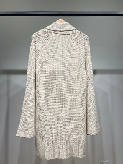 Gilet Long Maille Col Châle Boutonnage Croisé