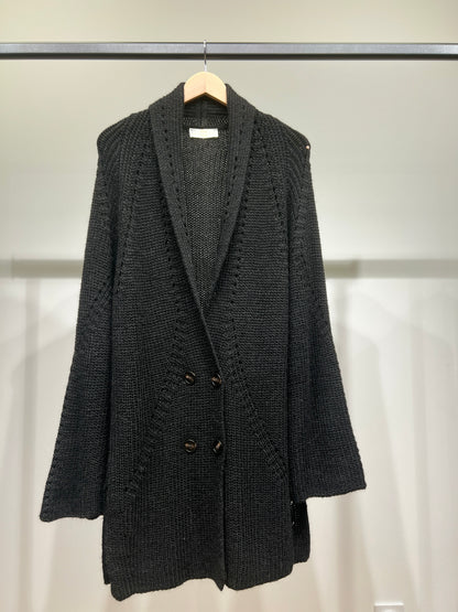 Gilet Long Maille Col Châle Boutonnage Croisé
