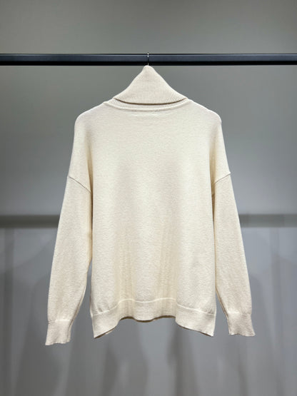 Pull Col Roulé Drop Shoulder Bords Côte En Coton Nylon