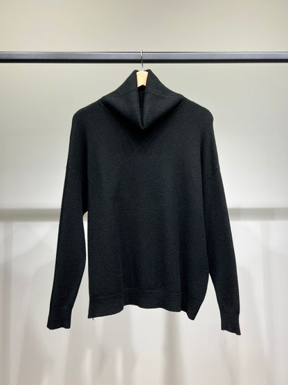 Pull Col Roulé Drop Shoulder Bords Côte En Coton Nylon