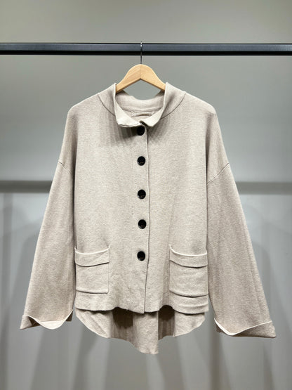 Gilet Large à Poches Col Montant Stretch Taille High-Low