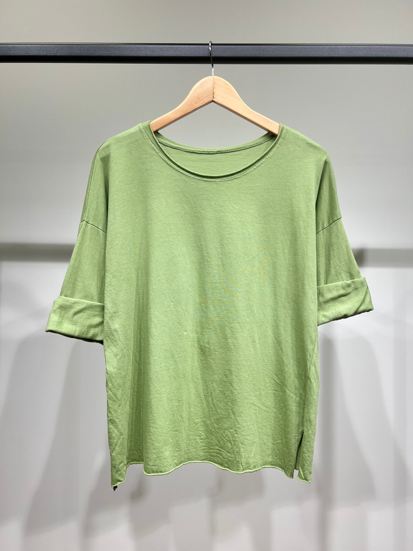 T-Shirt Léger Simple à Col Rond Fentes Latérale 100% Coton