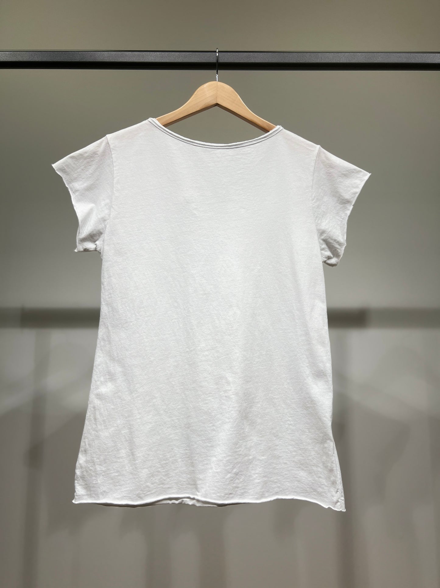 T-Shirt Manche Courte Col Henley Simple 100% Coton