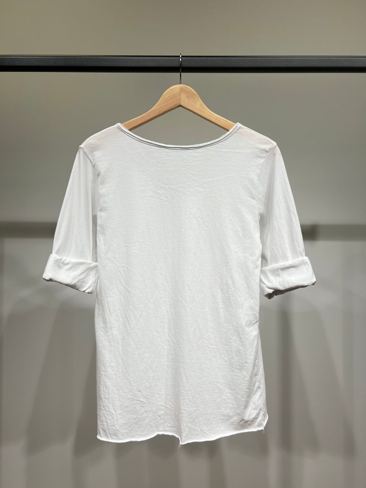 T-Shirt Léger Simple Col Henley Manches Longues 100% Coton
