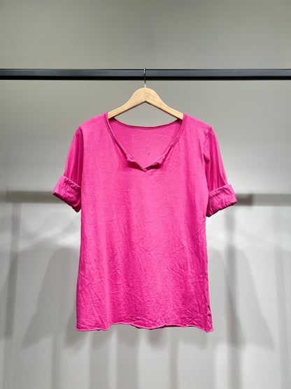 T-Shirt Léger Simple Col Henley Manches Longues 100% Coton