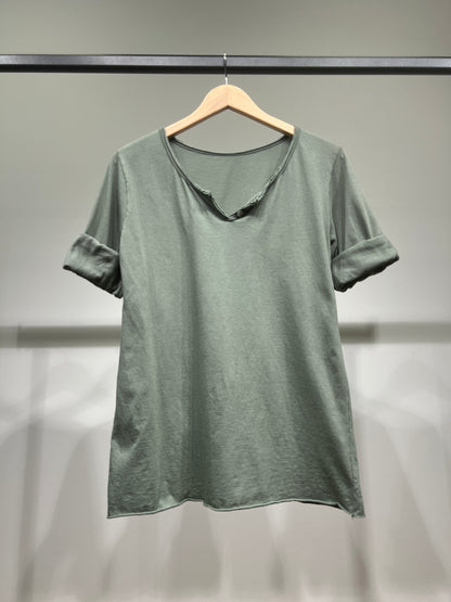 T-Shirt Léger Simple Col Henley Manches Longues 100% Coton