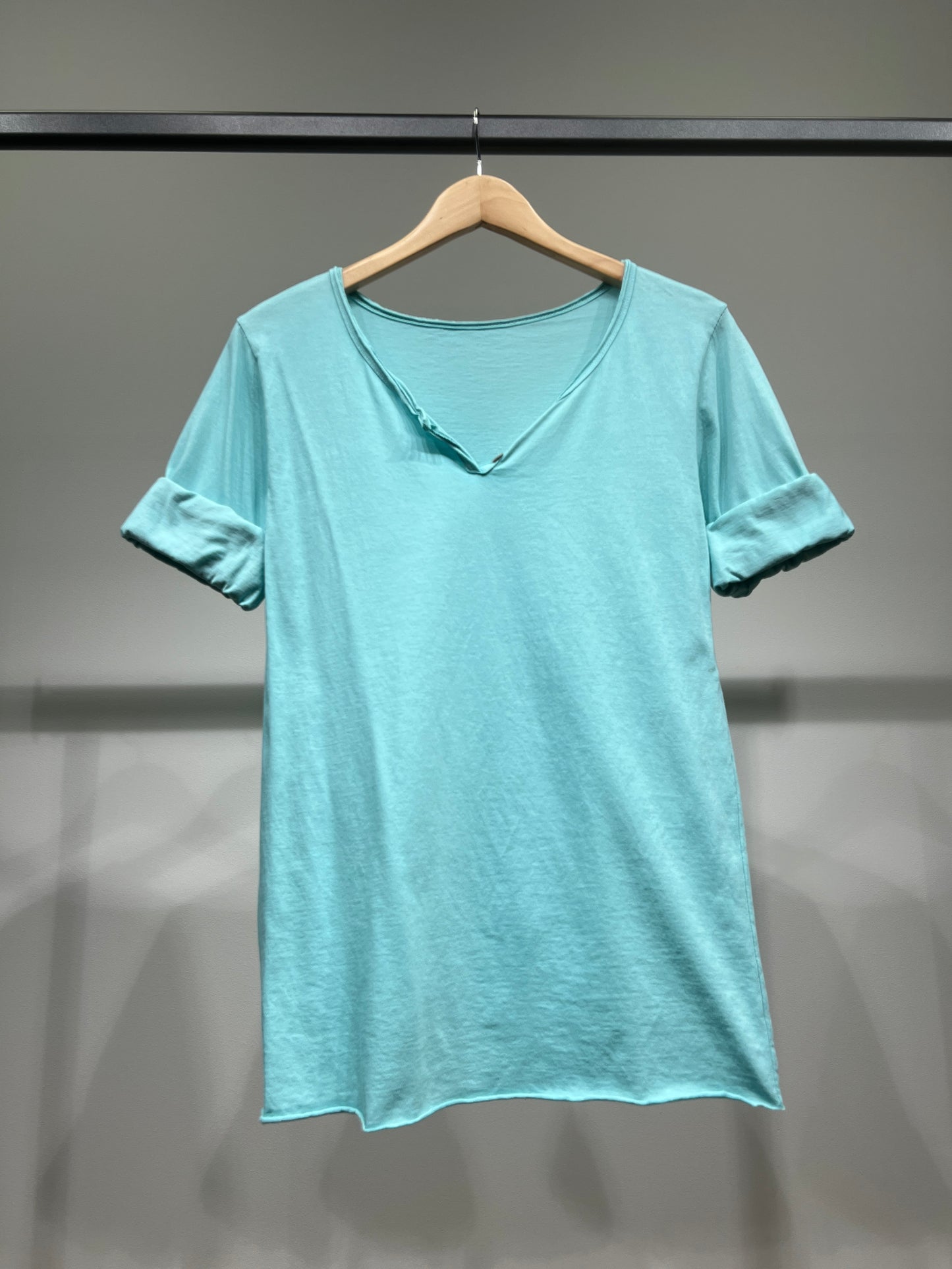 T-Shirt Léger Simple Col Henley Manches Longues 100% Coton