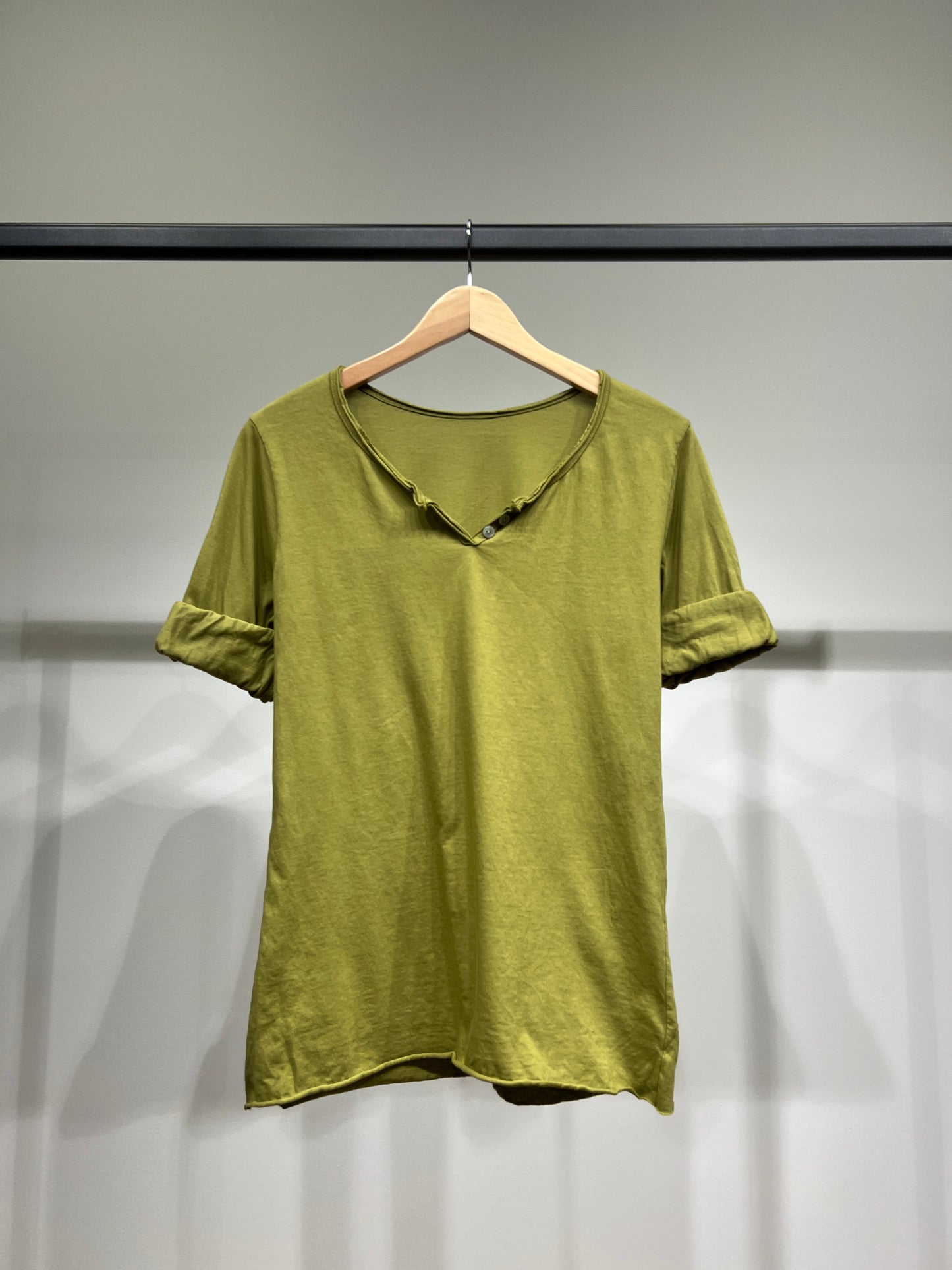 T-Shirt Léger Simple Col Henley Manches Longues 100% Coton