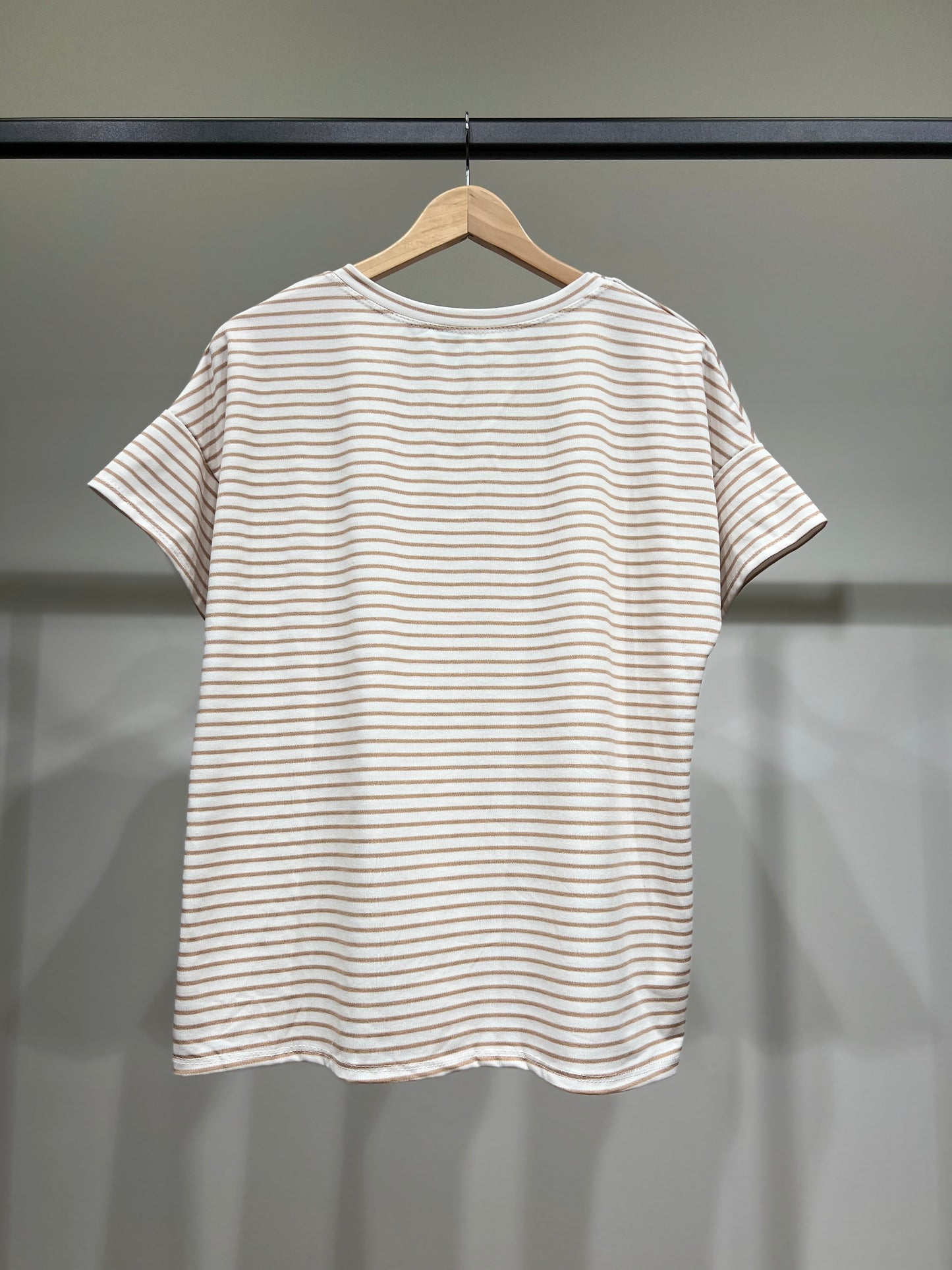 T-Shirt Rayé Marinière Manche Courte Col Rond 85% Viscose