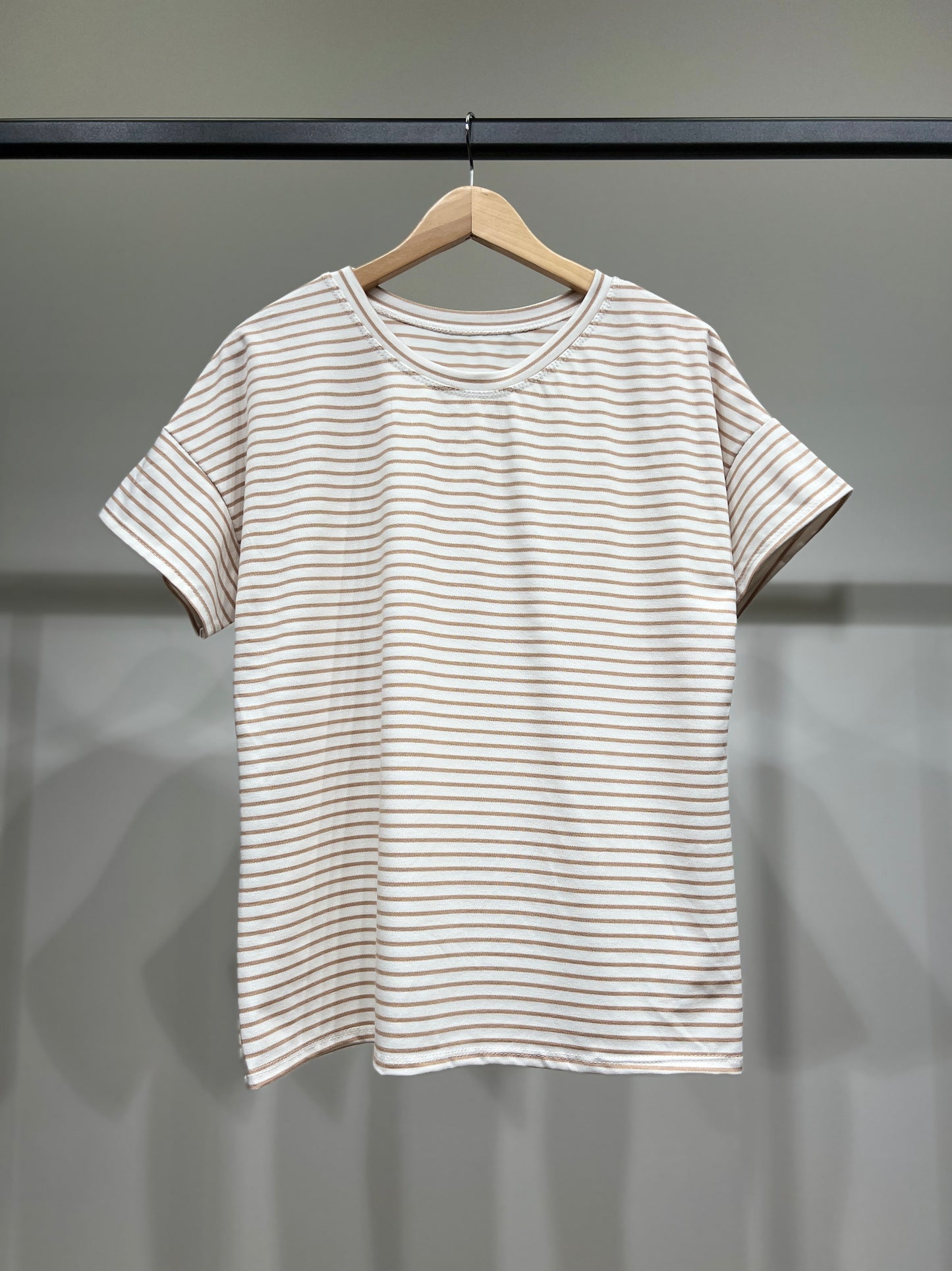 T-Shirt Rayé Marinière Manche Courte Col Rond 85% Viscose