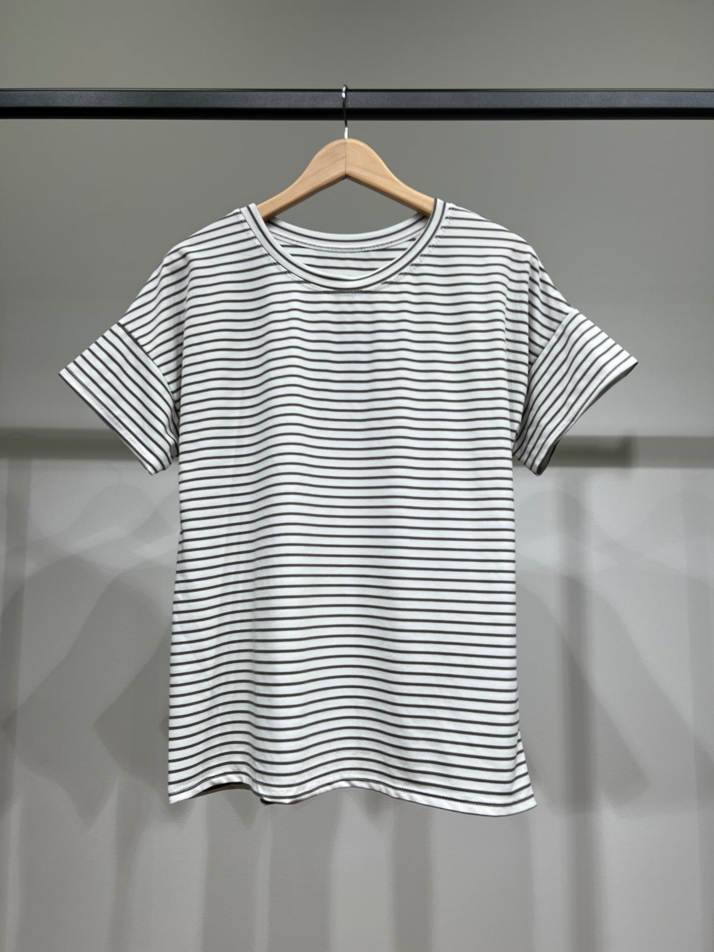 T-Shirt Rayé Marinière Manche Courte Col Rond 85% Viscose