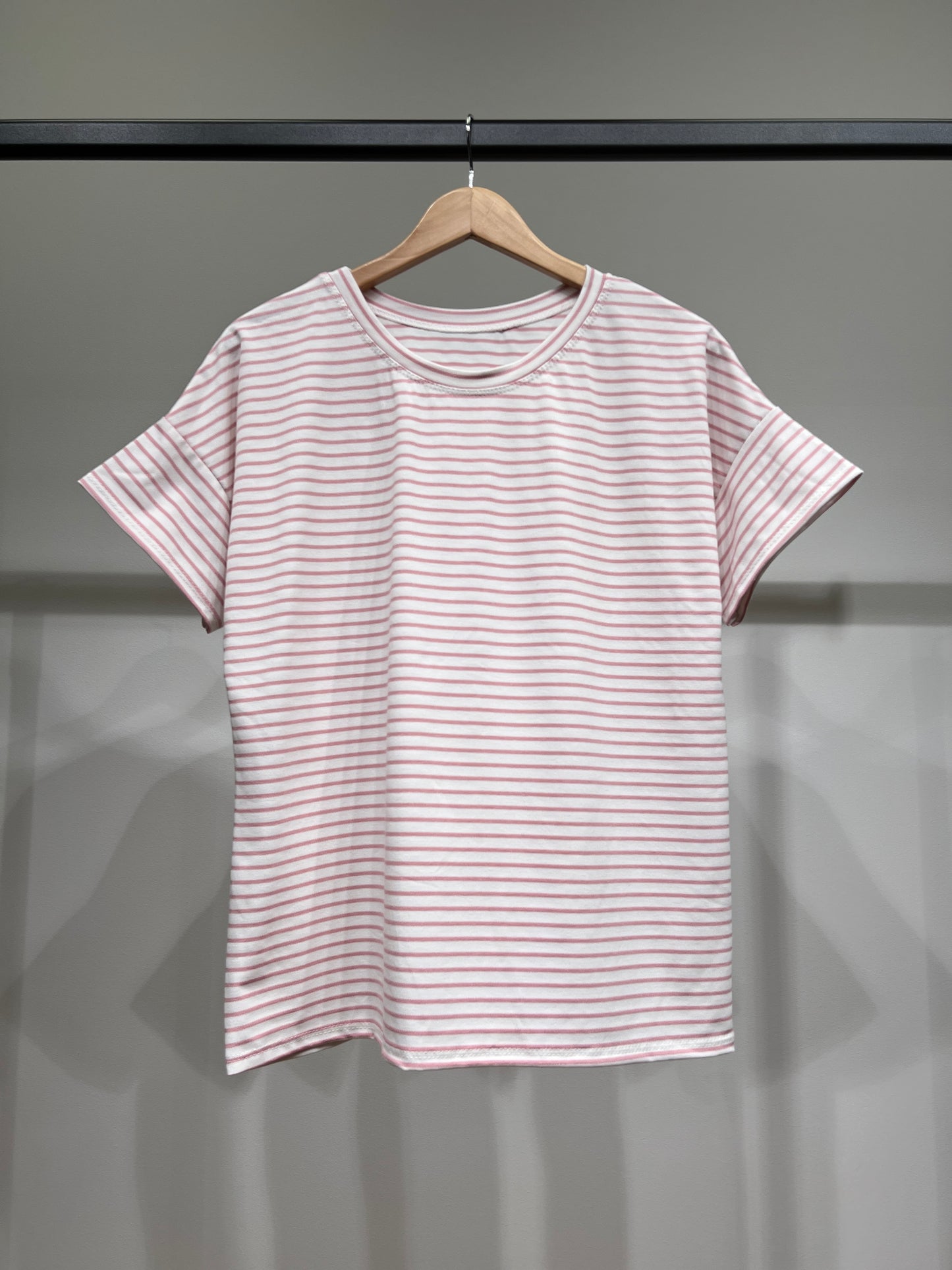 T-Shirt Rayé Marinière Manche Courte Col Rond 85% Viscose