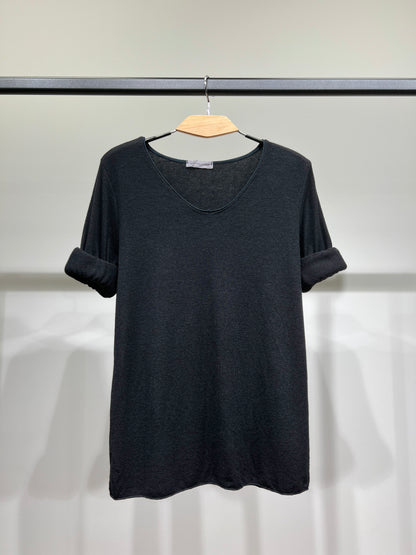 T-Shirt Confort Manche Longue Col V 30% Laine 30% Angora