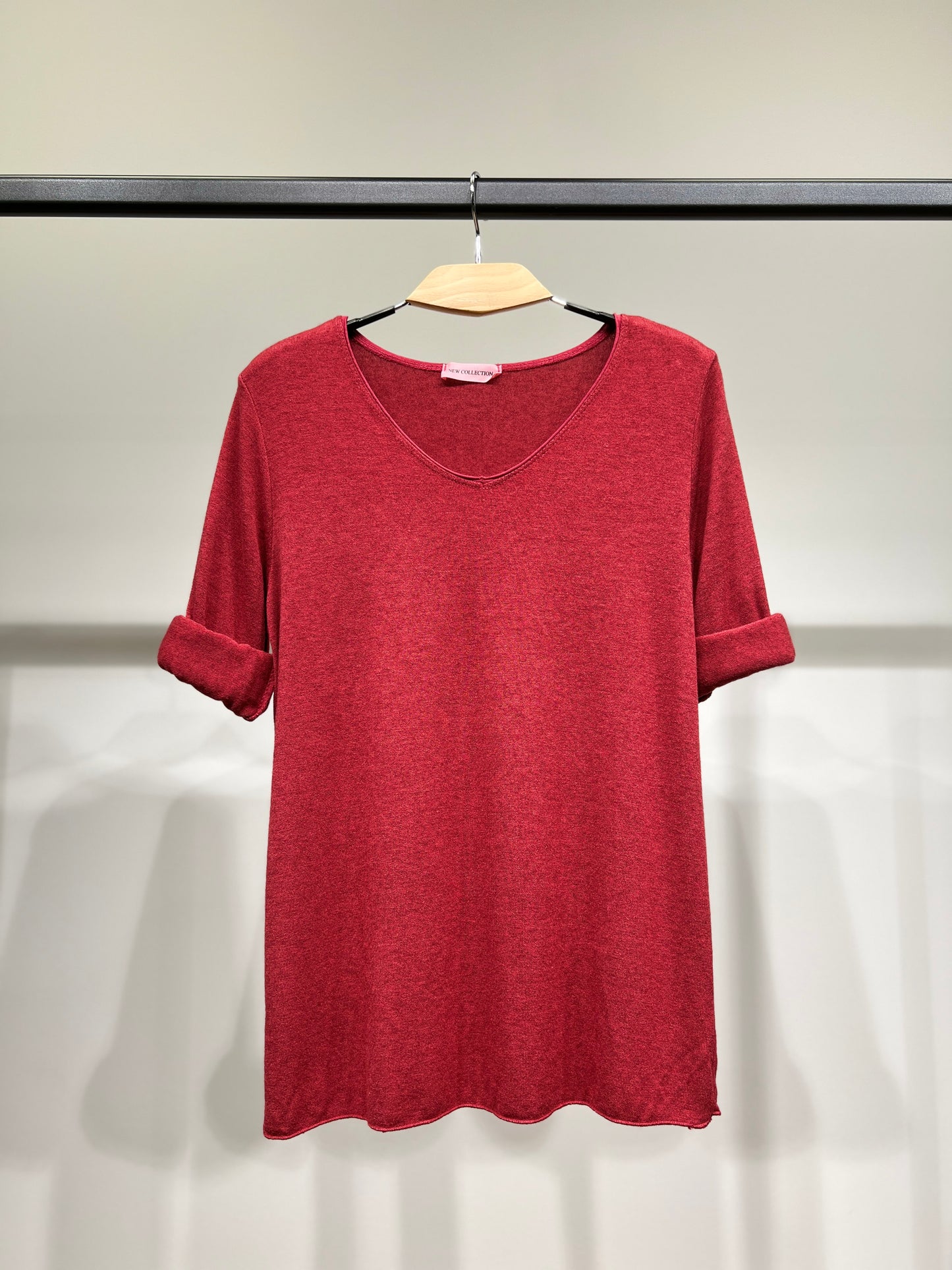 T-Shirt Confort Manche Longue Col V 30% Laine 30% Angora