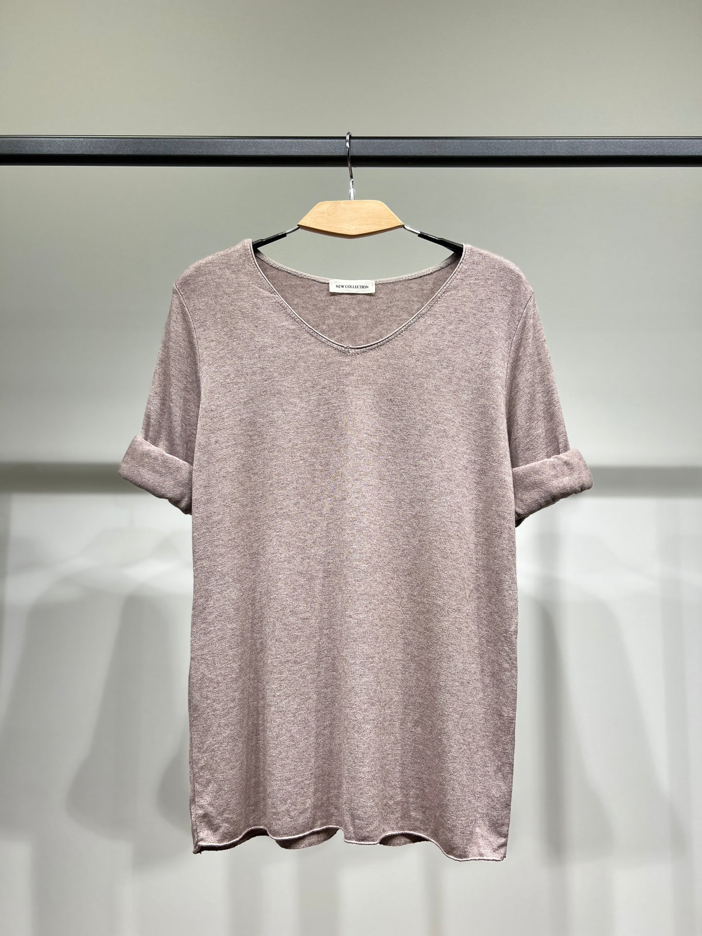 T-Shirt Confort Manche Longue Col V 30% Laine 30% Angora