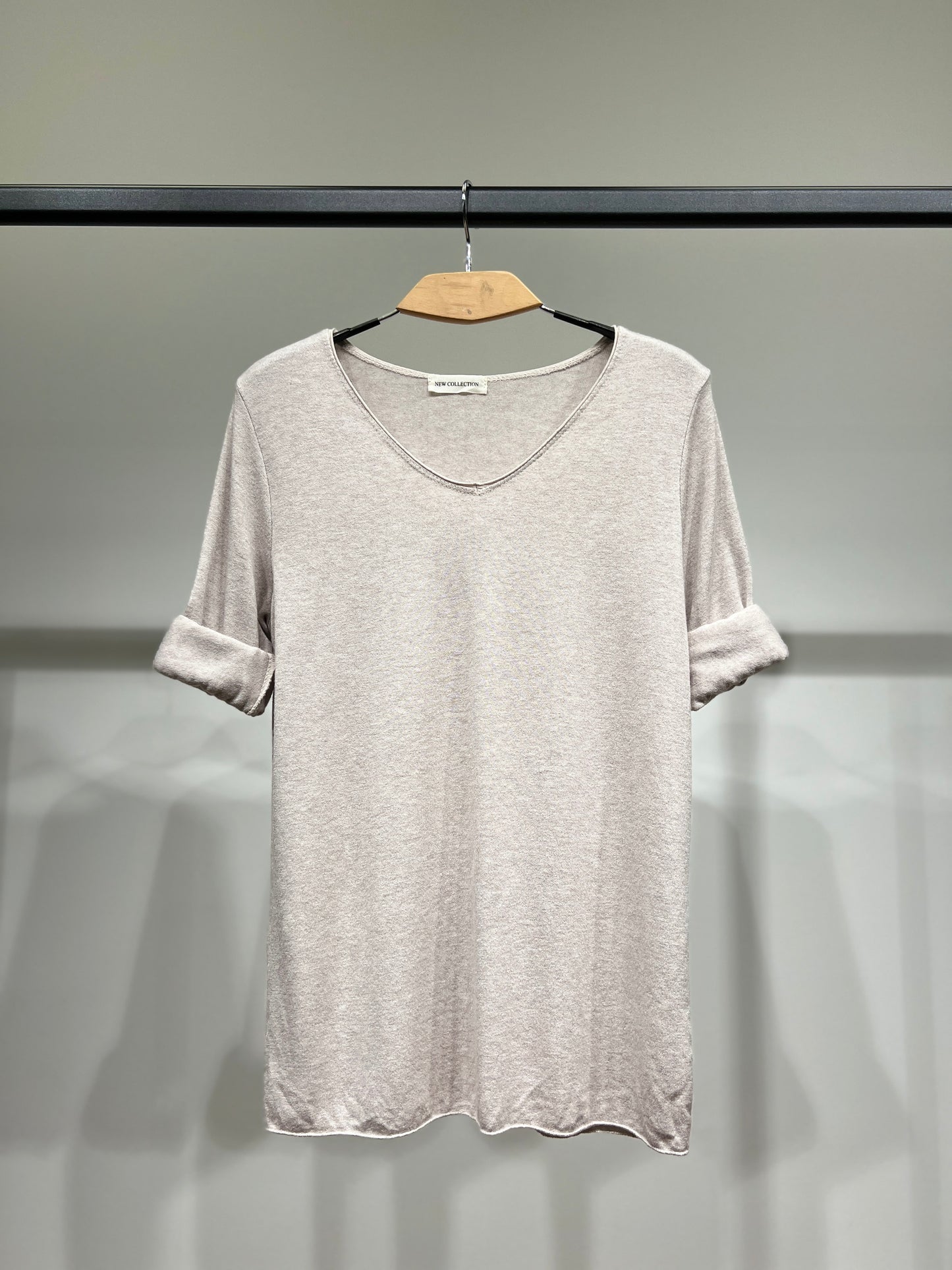 T-Shirt Confort Manche Longue Col V 30% Laine 30% Angora