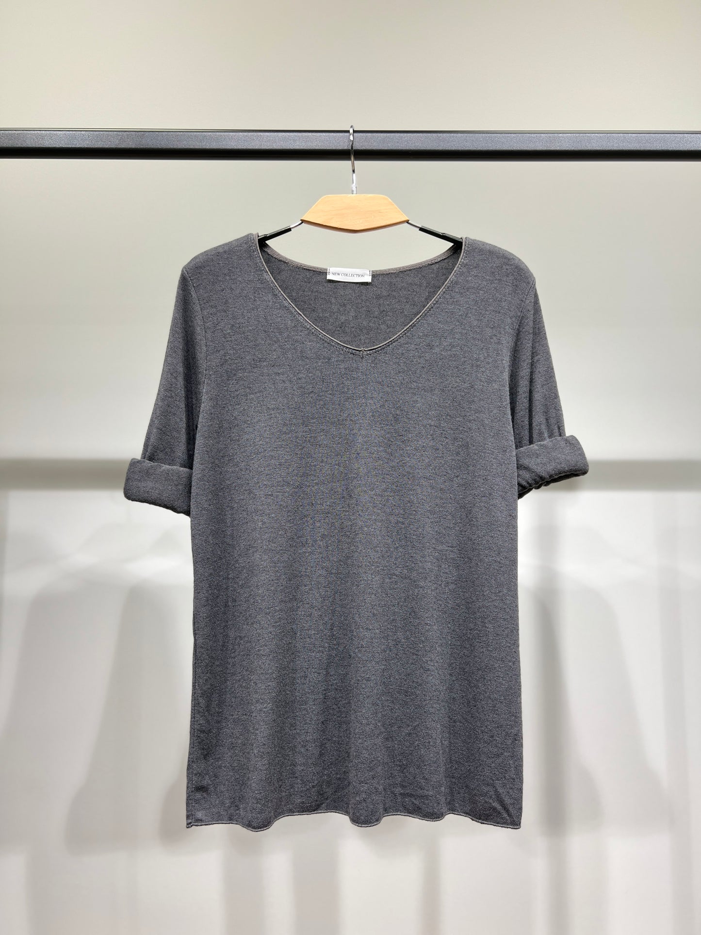 T-Shirt Confort Manche Longue Col V 30% Laine 30% Angora