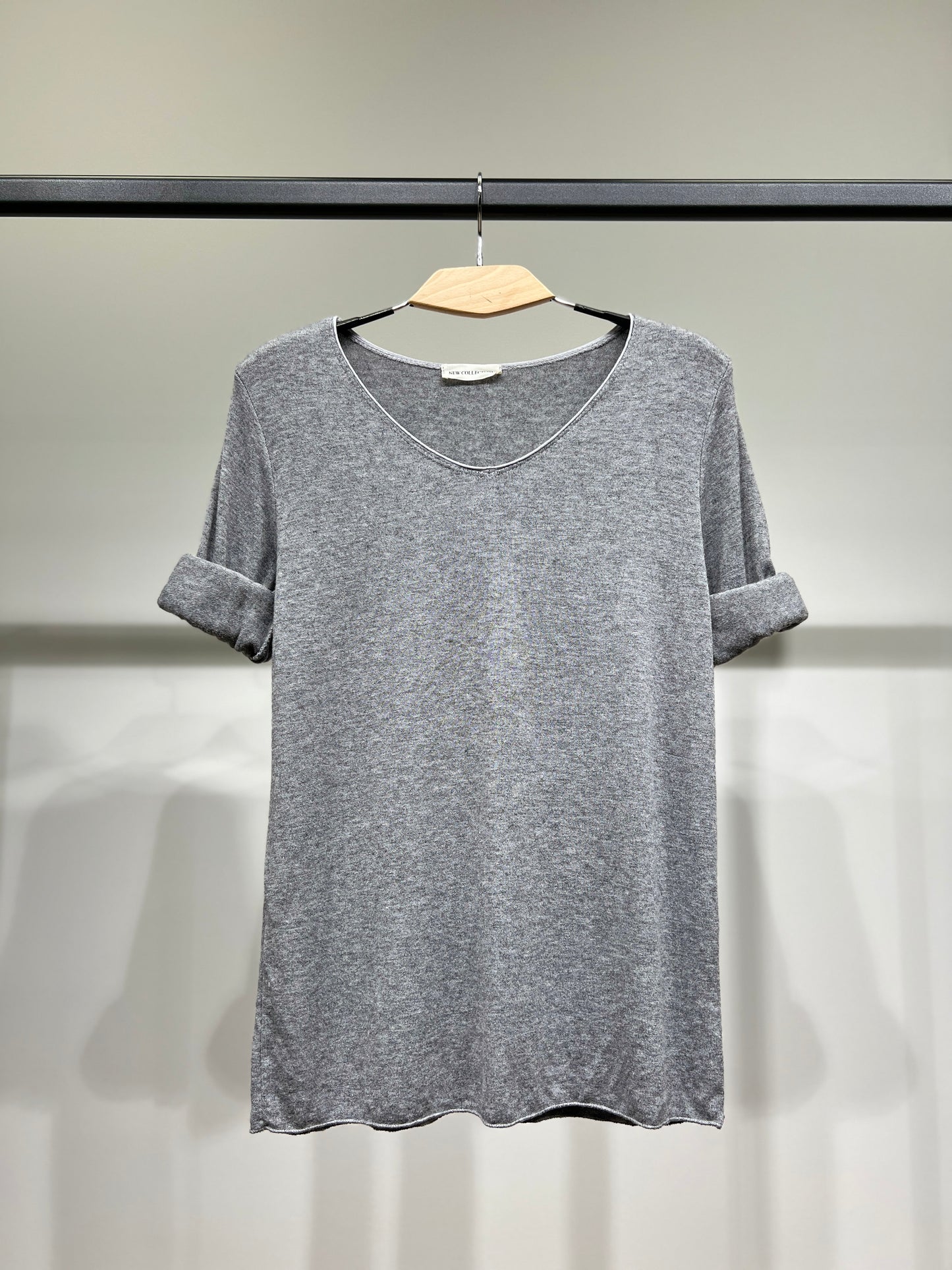 T-Shirt Confort Manche Longue Col V 30% Laine 30% Angora