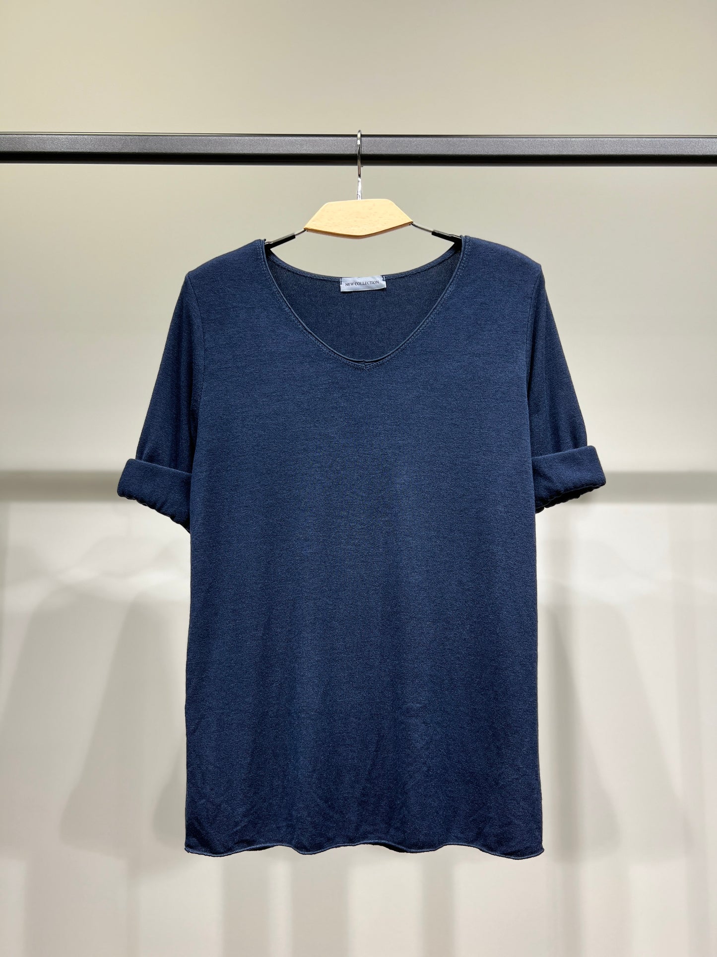 T-Shirt Confort Manche Longue Col V 30% Laine 30% Angora