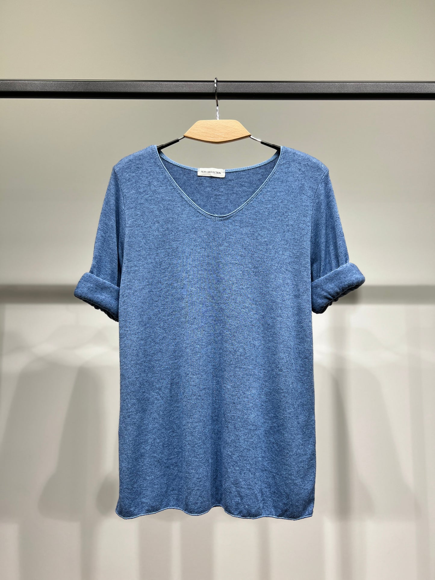 T-Shirt Confort Manche Longue Col V 30% Laine 30% Angora