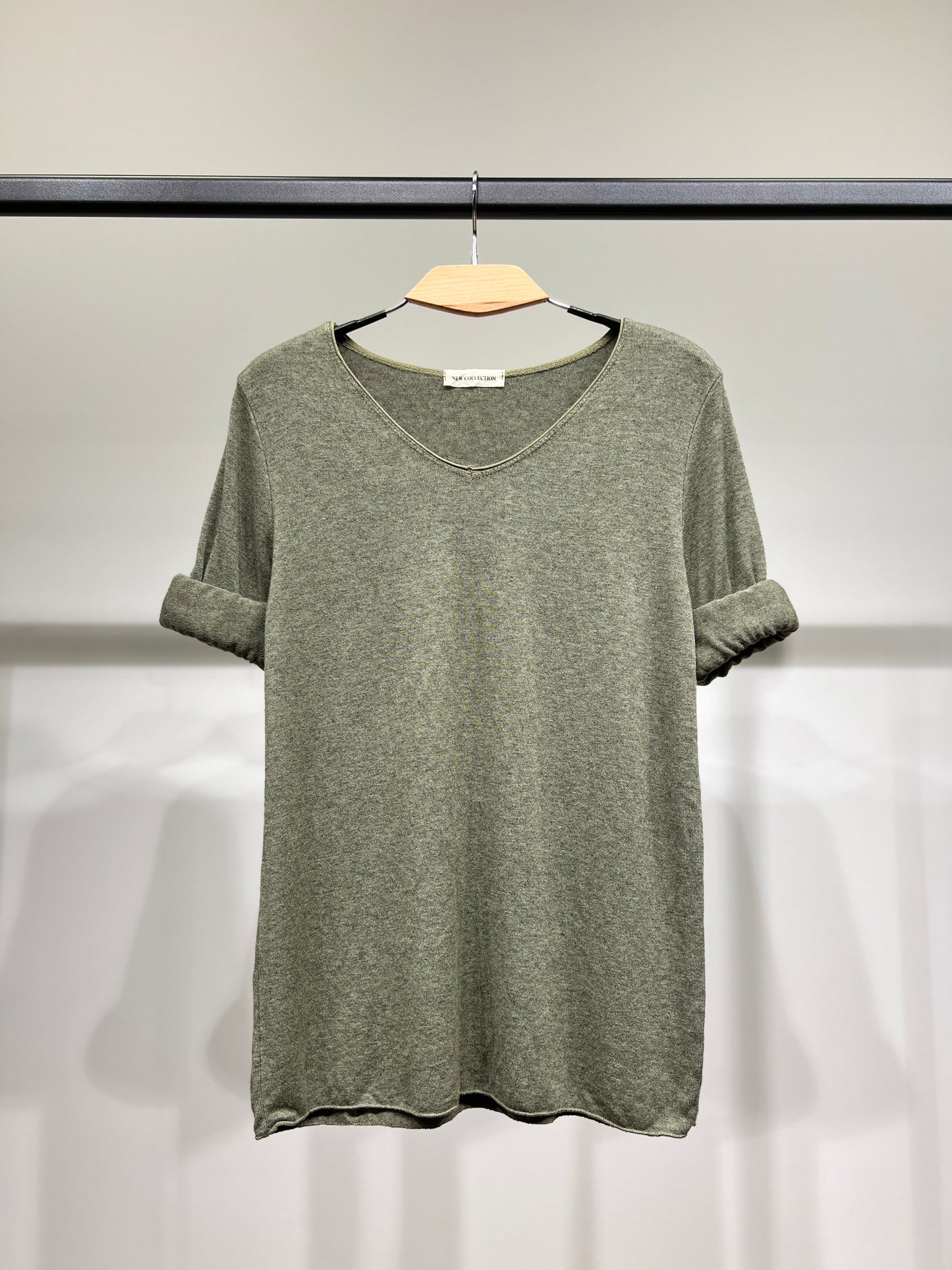 T-Shirt Confort Manche Longue Col V 30% Laine 30% Angora