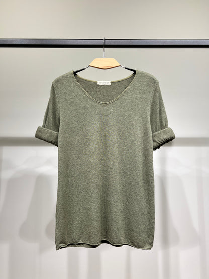 T-Shirt Confort Manche Longue Col V 30% Laine 30% Angora