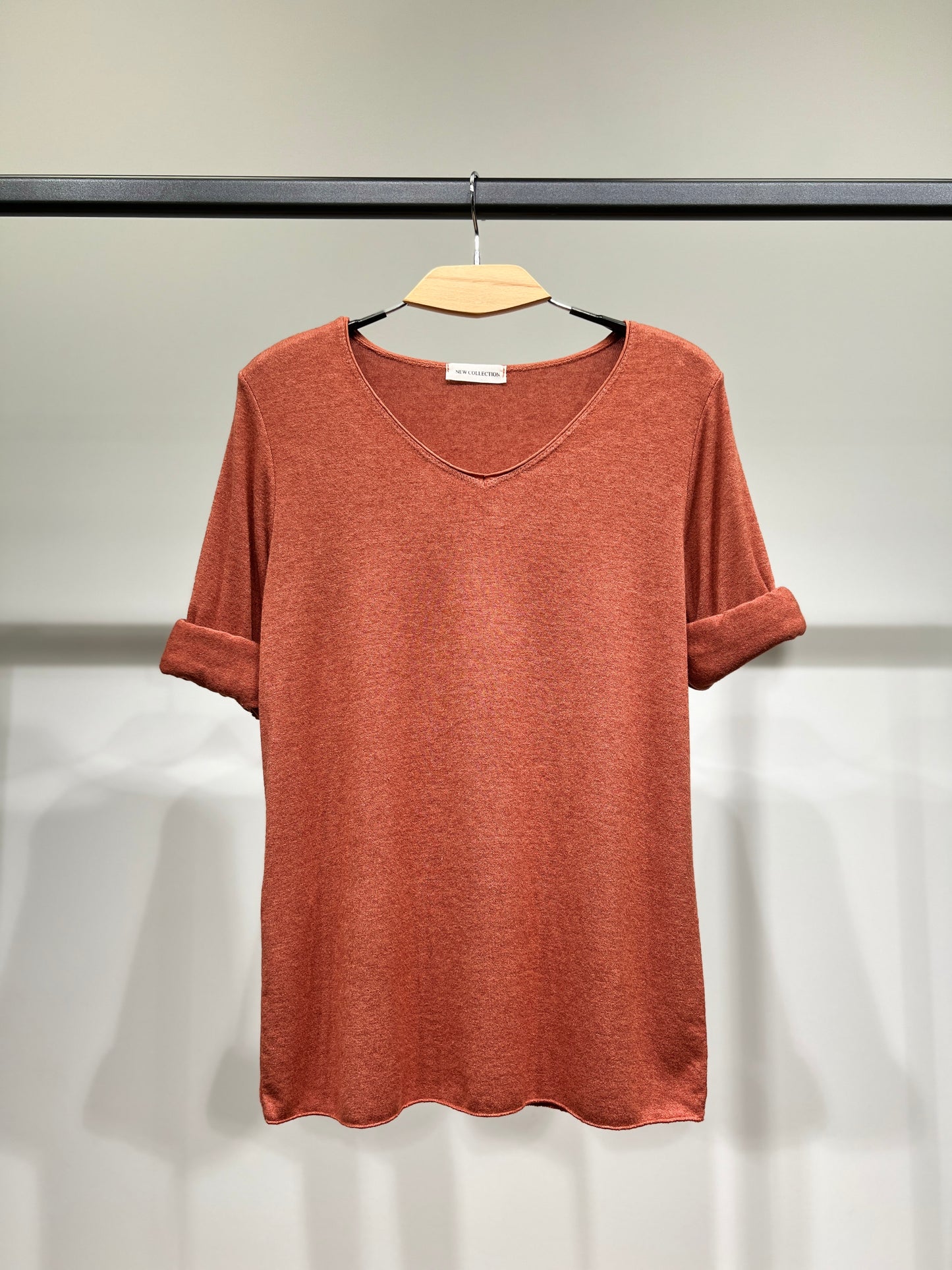 T-Shirt Confort Manche Longue Col V 30% Laine 30% Angora