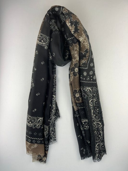 Foulard Rectangulaire Motif Cachemire Floral 100% Viscose