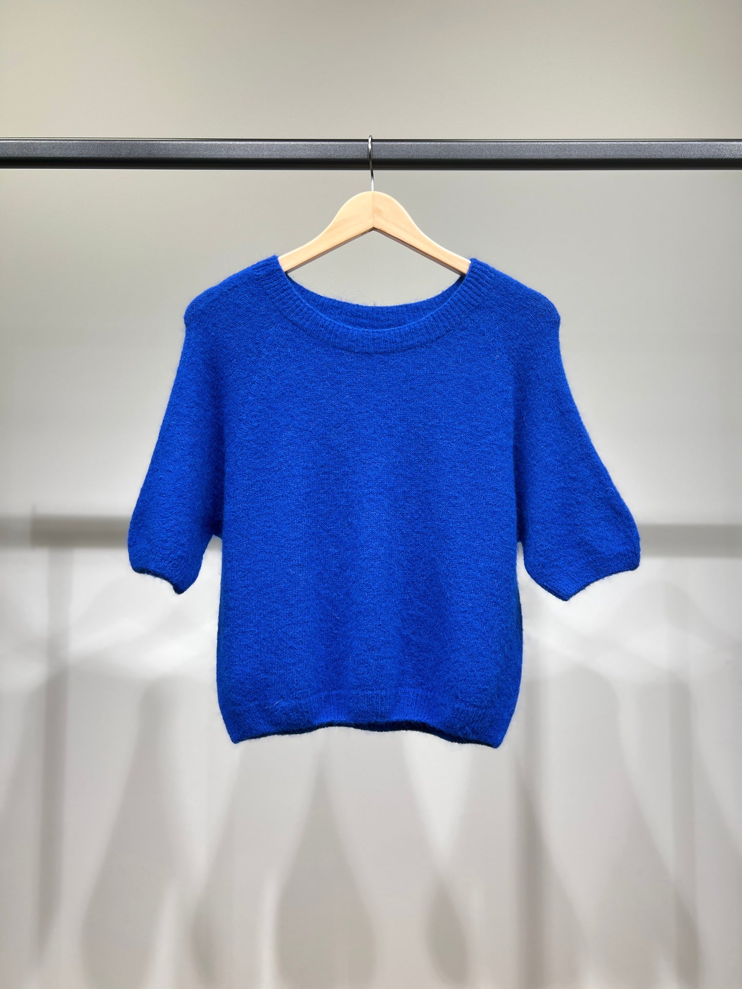 Pull Maille Bords-Côtelé Manche 3/4 Raglan 30% Baby Alpaca