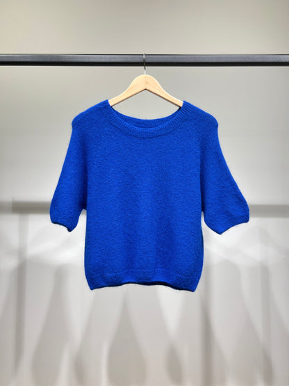 Pull Maille Bords-Côtelé Manche 3/4 Raglan 30% Baby Alpaca