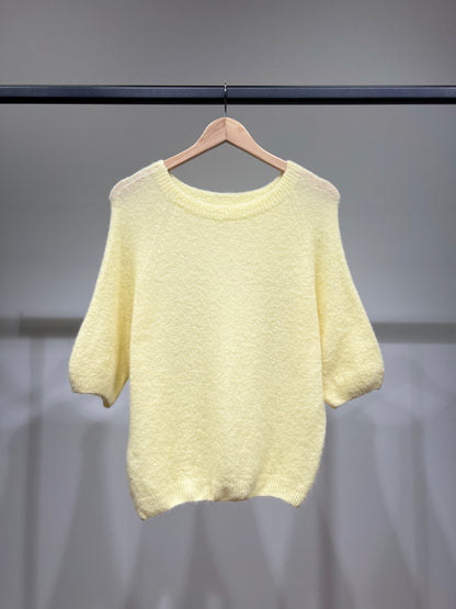 Pull Maille Bords-Côtelé Manche 3/4 Raglan 30% Baby Alpaca