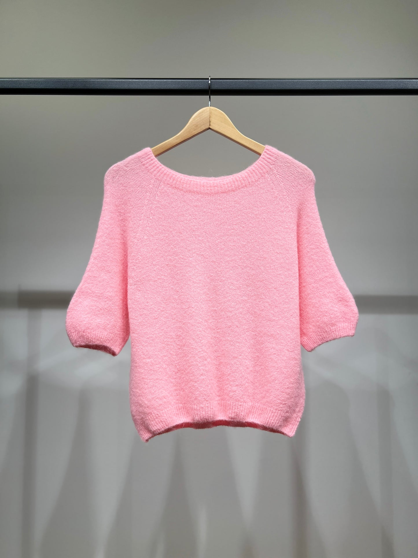 Pull Maille Bords-Côtelé Manche 3/4 Raglan 30% Baby Alpaca