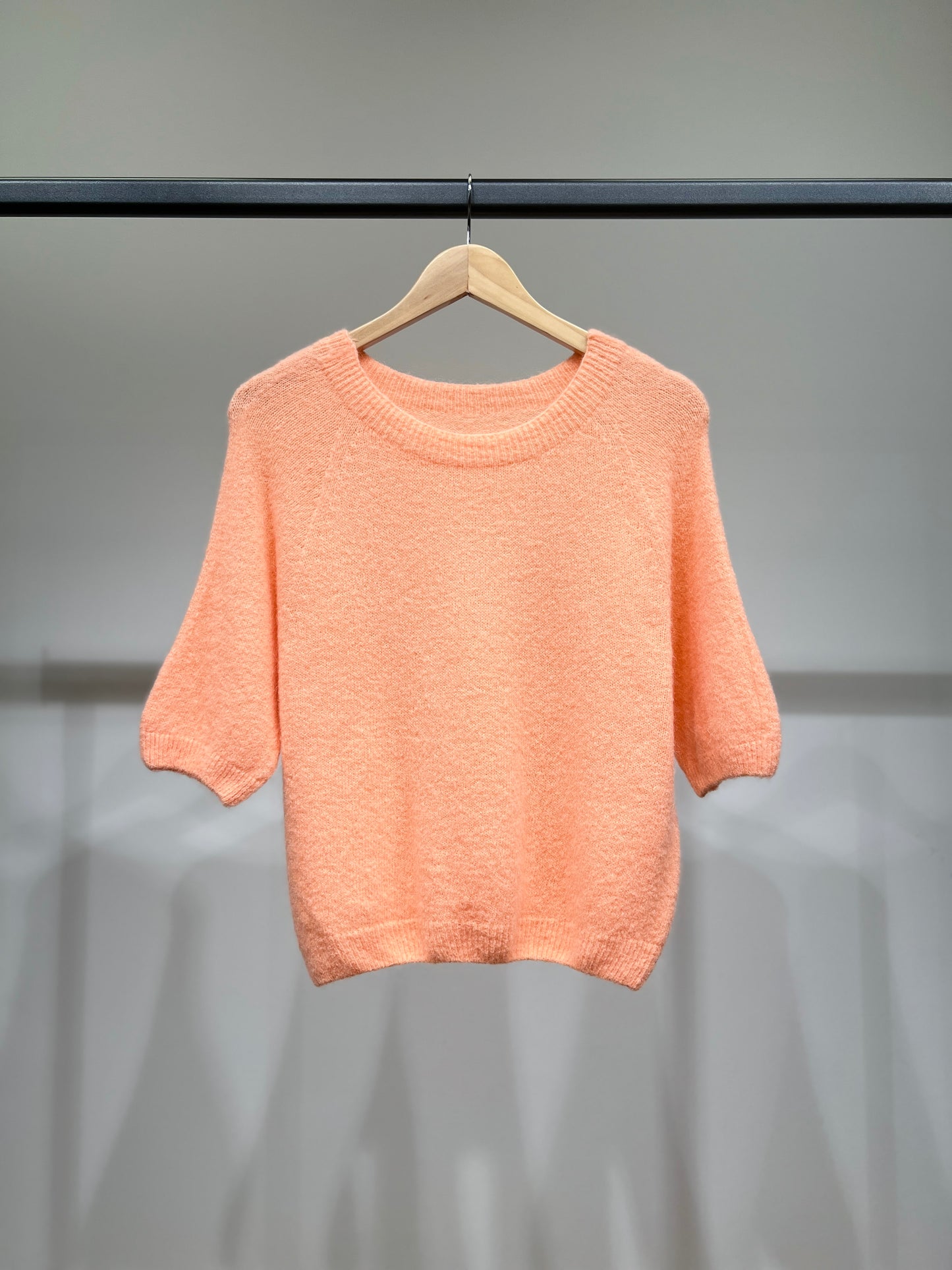 Pull Maille Bords-Côtelé Manche 3/4 Raglan 30% Baby Alpaca