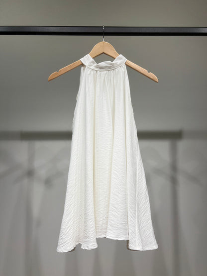 Top Large Col Halter Sans Manches Dos Nu Noué Coupe Évasé