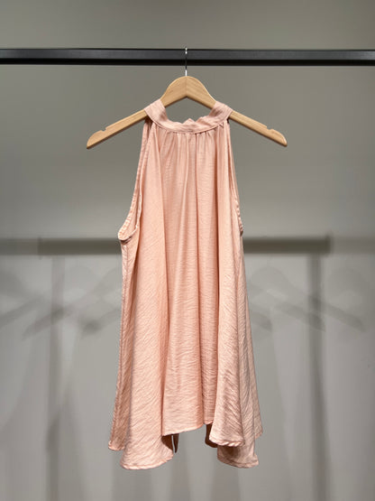Top Large Col Halter Sans Manches Dos Nu Noué Coupe Évasé